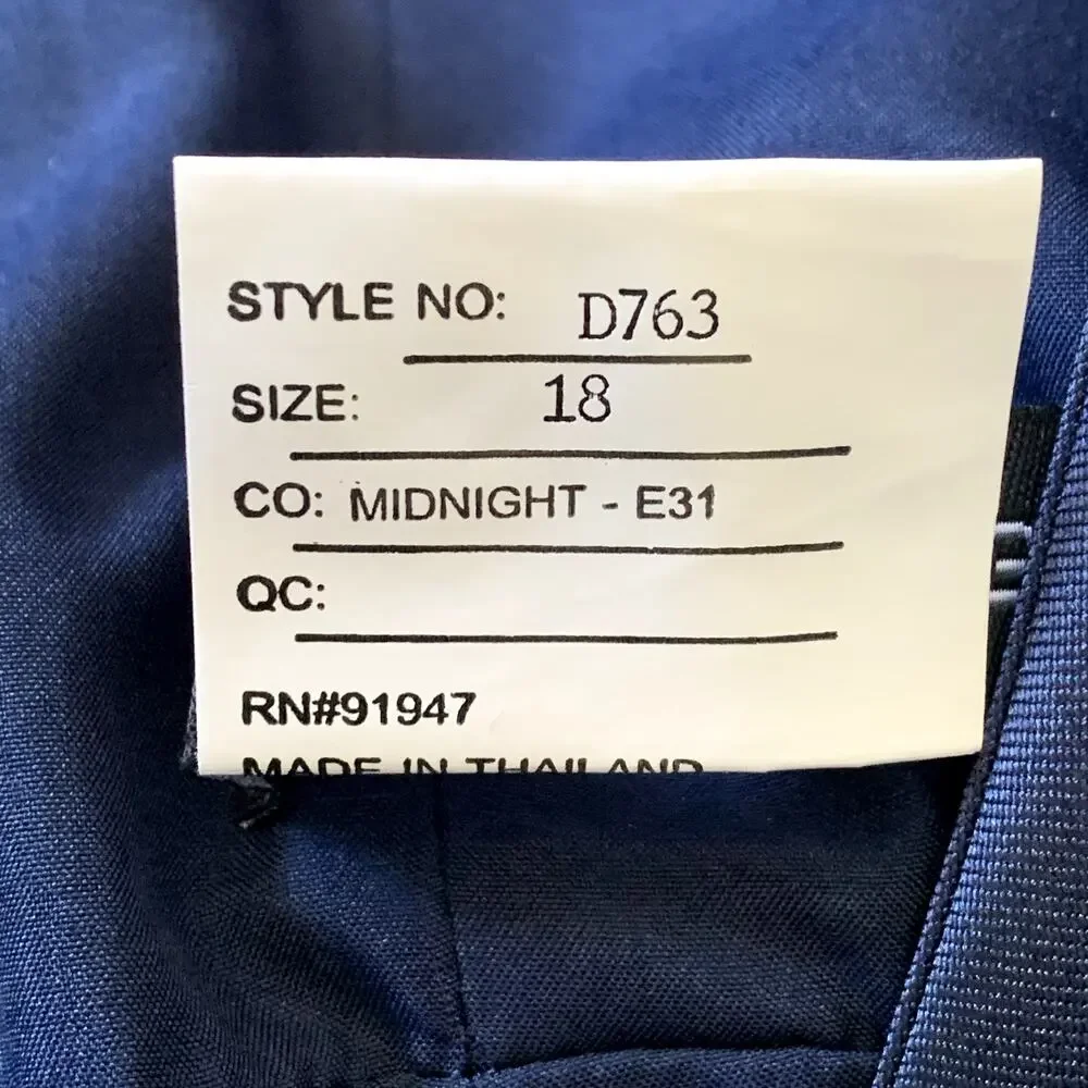 ALFRED SUNG Navy Blue Satin Dress with Lace-Up Back - Picture 7 of 11